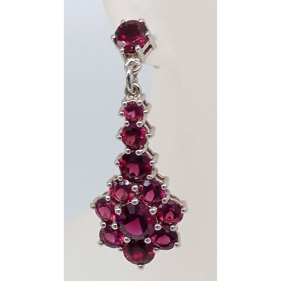Pink Gemstone Chuck Clemency Earrings STS 925 Sterling Silver Dangle Sparkly! - Picture 3 of 12